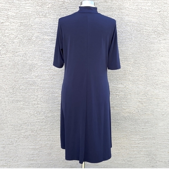 Susan Graver Liquid Knit Mock Neck Elbow Sleeve Dress With Side Pockets Size XS - Picture 10 of 13